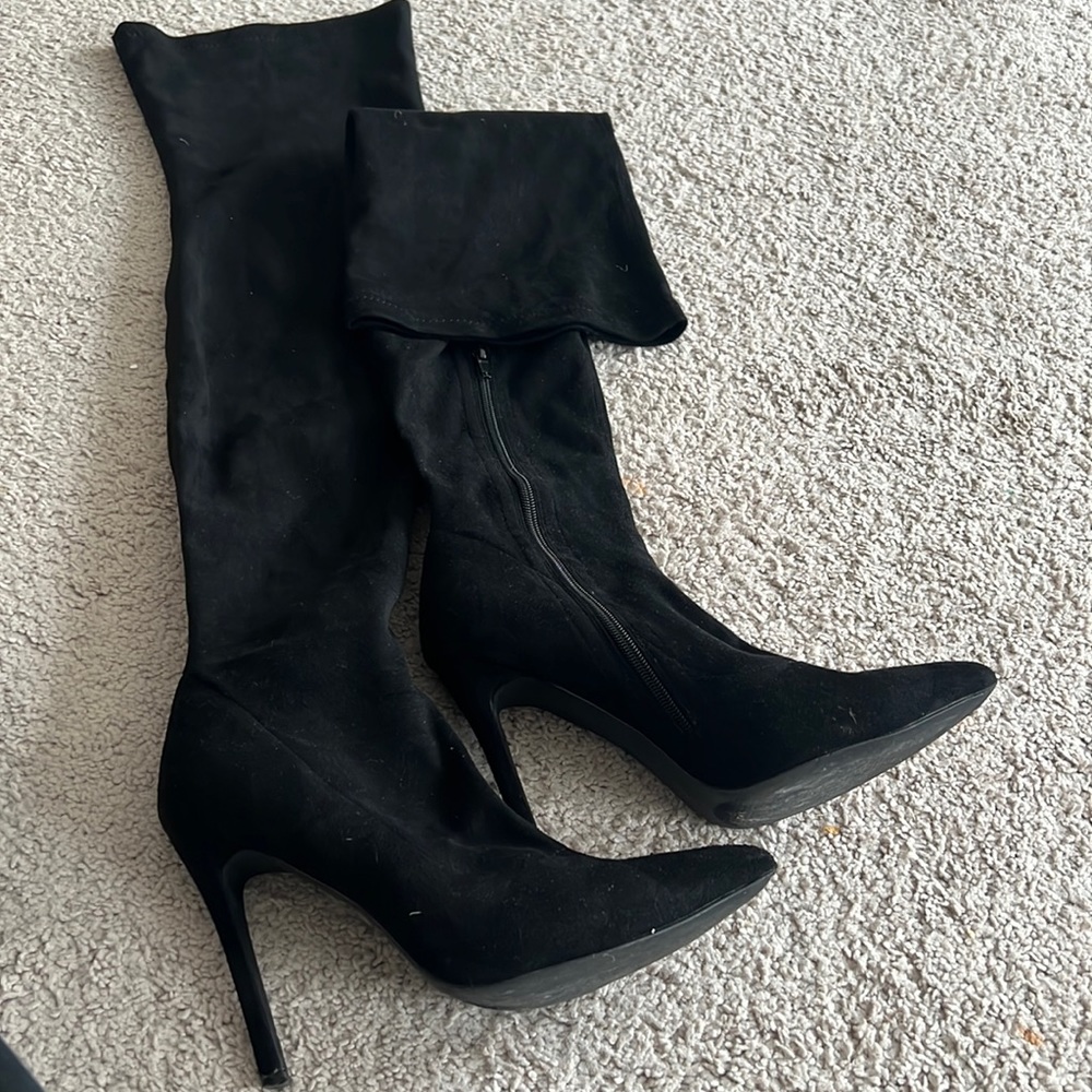 Black thigh high boots